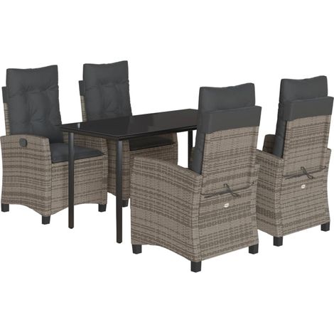 Maison Exclusive - Set da Pranzo da Giardino 5 pz con Cuscini in Polyrattan Grigio (1/5)