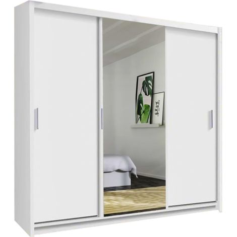Manali 3 Door Sliding Wardrobe with Mirror 250cm - White (1/5)