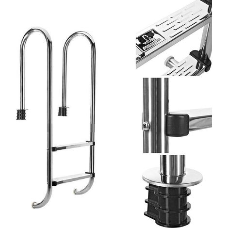 Bc-elec - PL002 Schwimmbadleiter mit 2 Sprossen aus Edelstahl 304SS, 133cm, Schwimmbadtreppe mit 2 Stufen. (1/4)