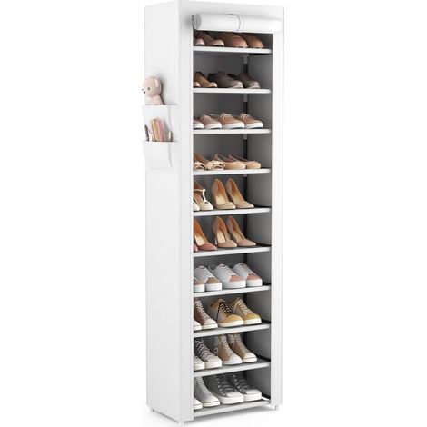 Etagere Chaussure à 11 Niveaux Range Chaussures Gain de Place avec Couverture, Meuble Chaussure pour 20-22 Paires, Armoire de Rangement Chaussures Haut (1/5)