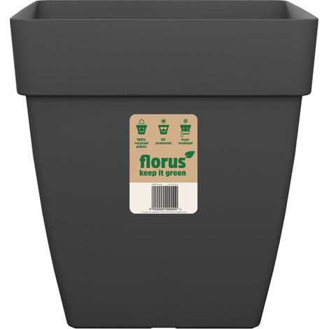 Florus Paris Quadro Pot De Fleurs 30 - Gris - Ø 29 x H 30 cm - extérieur - 100% recyclé
