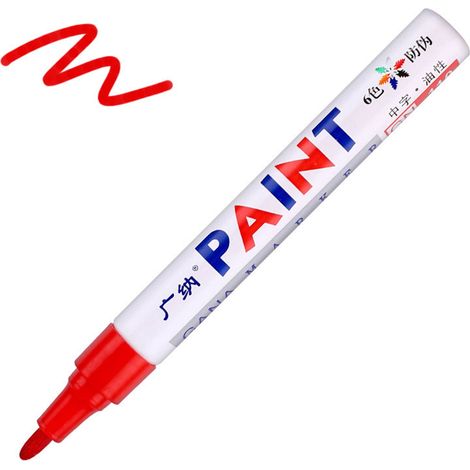 Marqueur Peinture - Encre Permanente - Pointe 2,0–3,0 Mm - Résistant À L’eau - Pour Pneus - Métal - Caoutchouc - Verre - Bois - Plastique - 1 Pièce - 5 Ml (1/5)