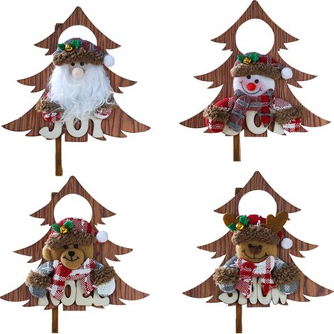 (4 pièces) Décoration murale personnalisée et créative représentant le Père Noël et ses rennes, sur le thème de Noël (1/2)