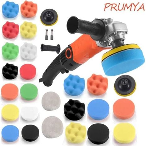 Pulidora rotativa para automóviles de 1200 W, disco de pulido de 100 mm y 125 mm, 600 a 8800 RPM, 6 velocidades, con 29 accesorios (1/4)