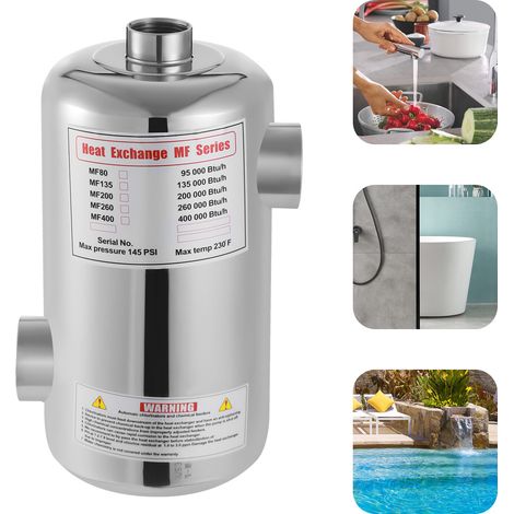 292134mm Swimming Pool Heat Exchanger Stainless Pool Water Heating Heater (1/5)