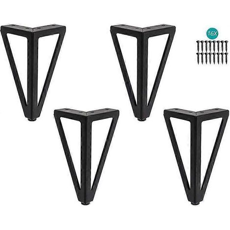 Pieds de table en métal noir de 15 cm, adaptés aux meubles TV, aux tables basses et aux meubles de cuisine (lot de 4) (1/5)
