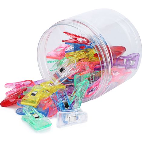 Lot de 50 pinces à ourlet en plastique coloré, forme hache, pour patchwork et accessoires de couture (1/5)