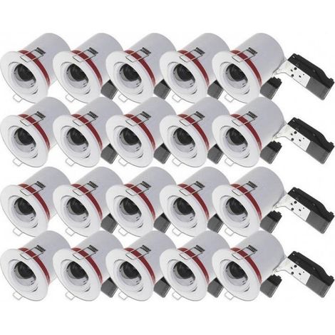 MIIDEX 20 SUPPORTS SPOT BBC ROND ORIENTABLE BLANC plus DOUILLE AUTO GU10 (1/5)