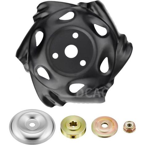 La tête de désherbage universelle a un diamètre de 25,4 mm et le disque de coupe-broussailles a un diamètre de 235 mm. (1/4)