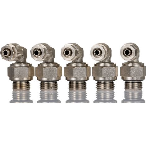 Adaptateur fileté coudé RS PRO vers Enfichable 6 mm G 1/4 Mâle ( Prix pour Paquet de 5 ) (1/2)