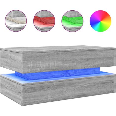 Maison Exclusive - Mesa de centro con luces LED gris Sonoma 90x50