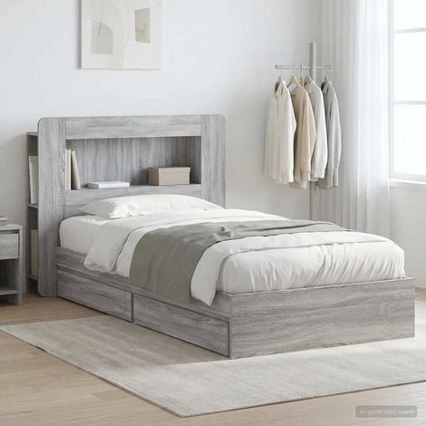Cadre de lit avec rangement avec tiroir Sonoma gris 75 x 190 cm (1/5)