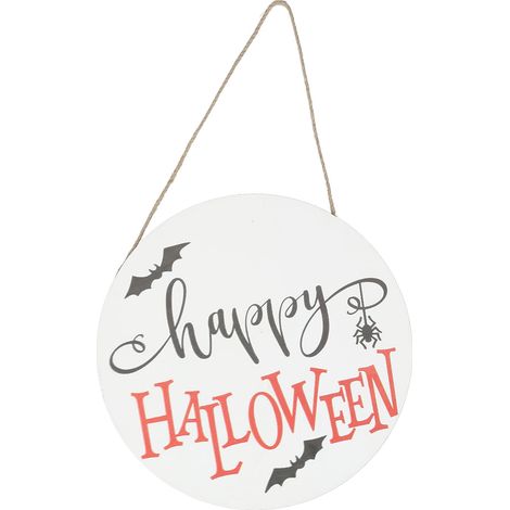 Panneau de Bienvenue en Bois Style Araignée et Chauve-souris pour Porte d'Entrée - Décoration Fête Maison