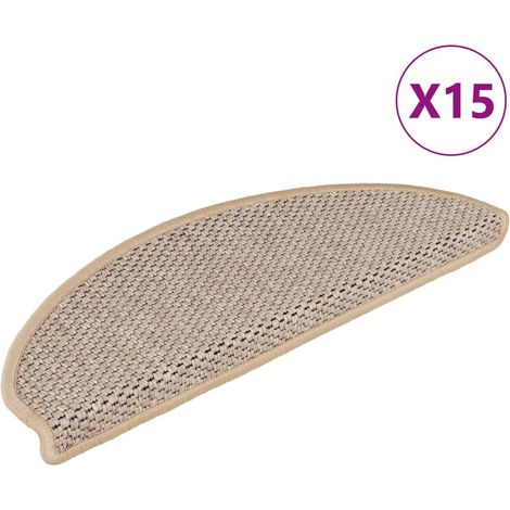 Lot de 15 Tapis d'escalier autocollants Tapis de marche Marchette Escalier 65x25 cm Beige clair 51780 (1/5)