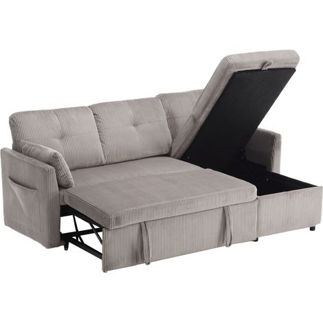 Divano letto angolare modulare reversibile con contenitore, grigio chiaro (1/5)