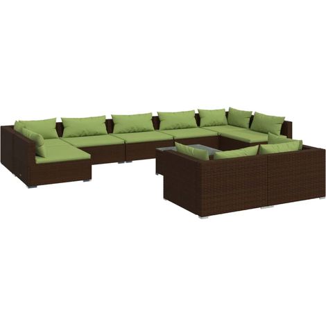 Maison Exclusive - 10-tlg. Garten-Lounge-Set mit Kissen Braun Pol (1/5)