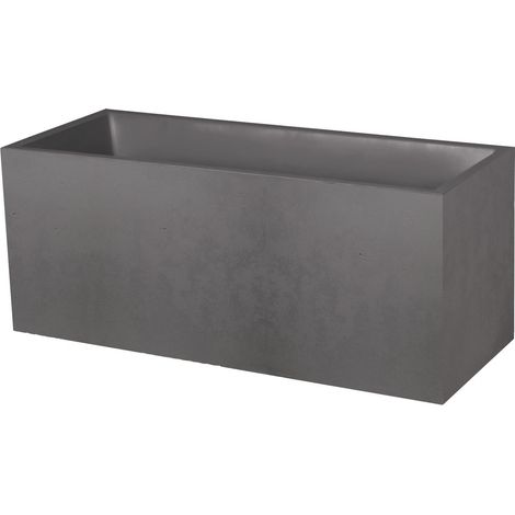 Jardinière Basalt - 98 L - Décor Imitation Béton - Utilisable à l'Intérieur et à l'Extérieur - Zone de Rétention d'eau pour Limiter l'Arrosage - 99,5 x 39,5 x H. 43,5 cm - Gris Anthracite (1/5)