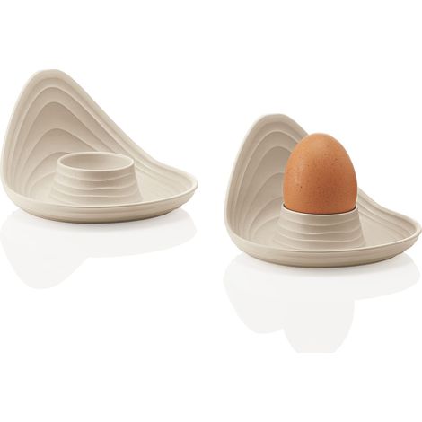 Guzzini - Tierra, Set di 2 Portauova in Plastica Riciclata - Argilla, 12,3x12xh7,3 cm - 19630079 (1/4)