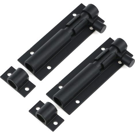 Verrou coulissant de 7,6 cm (3 pouces), noir mat, adapté aux portes intérieures, verrou de sécurité coulissant pour portes coulissantes - 2 pièces (1/5)