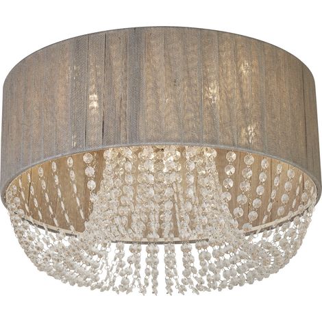 Searchlight Bellano Plafonnier encastré à 5 lumières, chromé, tissu gris, 5 x G9 (1/5)