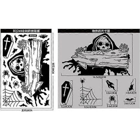 Décorations d'Halloween - Autocollants amusants - Dessin animé - Monstre noir aux grands yeux - Autocollants pour fenêtre - Fournitures pour fête d'Halloween pour enfants