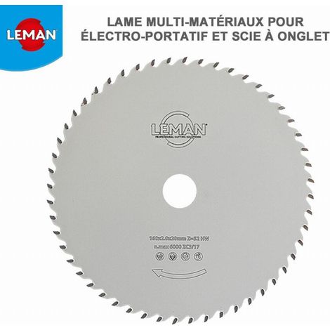 Hoja de metal duro multimaterial D. 190 mm x espesor diente 2,0 - 1,4 x Al. 30 mm 55 dientes - Leman - 923.190.3055