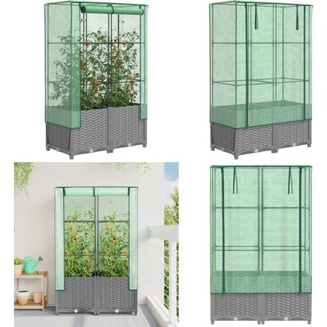 vidaXL Jardinière surélevée avec housse aspect rotin 80x40x138 cm (1/5)