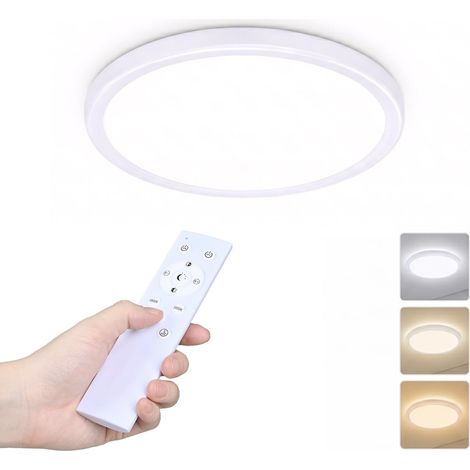 Plafonnier LED, Plafonnier à Intensité Variable Plat avec Télécommande, 3000 K - 6500 K, CRI ≥ 80 IP54 Étanche, 24W/ 2160LM, Lampe Ultra-Fine pour Chambre à Coucher, Salon, Chambre d'Enfant, Cuisin (1/5)