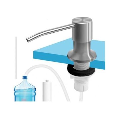 Distributeur de Savon 500ml Encastrable Chrome, Design Moderne avec Pompe 360° pour Cuisine, Evier, Salle de Bain (1/5)