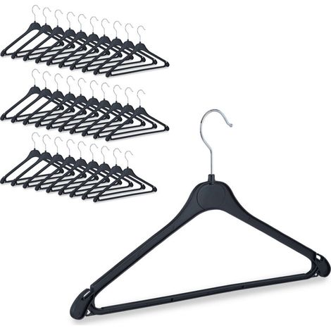 90-teiliges Kleiderbügel-Set, Hosenbügel, Hemdenbügel, Rockbügel, Krawattenhalter, Kunststoffbügel, drehbarer Haken, schwarz (1/4)
