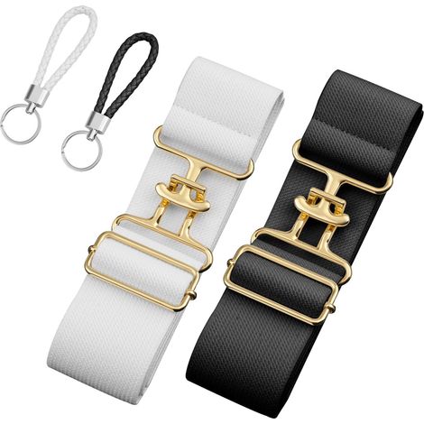 2pcs Ceintures Équestres, Ceinture d'Équitation Équestre de 3,8cm Ceinture d'Équitation Élastique Ajustable avec Sangle de Clé en Cuir Ceinture de Mors de Cheval pour Sports Équestres (1/5)
