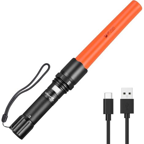 Torcia a LED ricaricabile ULTRAFIRE UF-805, 619 lumen, per il controllo del traffico, 3 modalità tra cui la modalità lampeggiante rossa per parcheggi, aeroporti, caserme dei vigili del fuoco e assiste