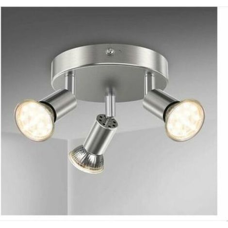 royaluxe -Plafonnier salle de bain LED éclairage lampe plafond sdb chrome 3 spots orientables IP44 GU10 blue (1/4)