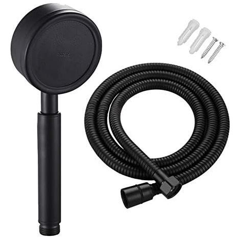 Shower Head with Hose and Hand Shower 80mm Diameter with 1.5m Shower Hose Stainless Steel Water Saving and High Pressure Hand Shower Black