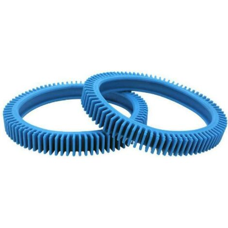 Lot de 2 Pneus cranté avec ergot pour robot piscine – Traction améliorée – Compatible modèles Victor – Roue arrière bleue