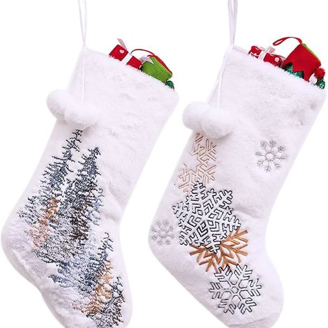 Chaussettes de Noël blanches, lot de 2, 45 cm (18 pouces), KLB (1/5)
