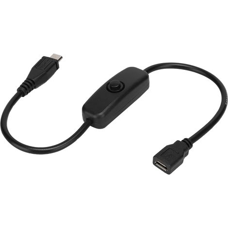 Câble d'extension Micro USB femelle à mâle avec interrupteur bouton pour Raspberry Pi