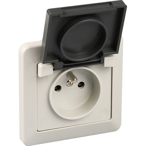 Prise 2 postes + T enc.e IP44 gris EUR'OHM 60760