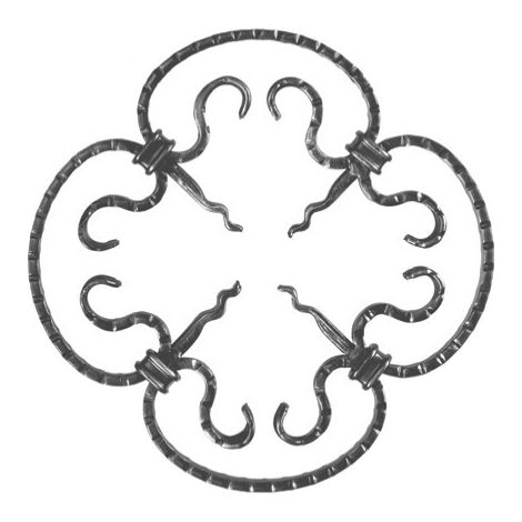 Rosette martelée - Hauteur 270mm largeur 270mm section en fer plat strié de 14x6mm - Fer forgé - À souder - DECO FER FORGE
