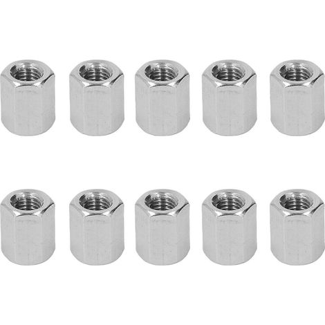 Kit de 10 écrous de raccordement hexagonaux M10 en acier inoxydable 304 anticorrosion pour boulons et goujons (1/2)