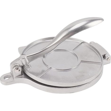 Tortillapresse, Tortillamaschine aus Aluminiumlegierung, manuelle Tortillapresse, geeignet zur Herstellung von Pizzen (20 cm silber). (1/4)