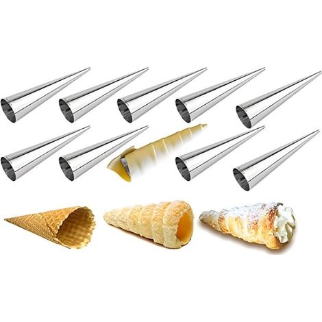 10 moules à pâtisserie pour tubes à crème chantilly XXL 12 cm en acier inoxydable (1/5)