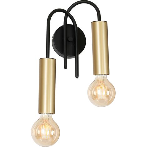 Applique minimalista nero/oro 2xE27 15W Luminex Loppe