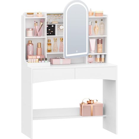 Coiffeuse avec Éclairage LED avec Miroir,avec Rangement Bijoux (1/5)