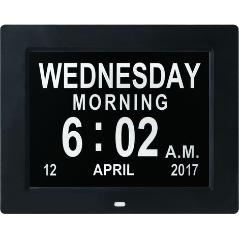 Horloge calendrier numérique 8 pouces avec date et heure, horloge Alzheimer pour parents, noir，21.5172.4cm