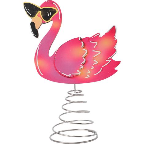 Décoration de sapin de flamant rose, décoration de noël tropicale, fête d'été sur la plage, avec lunettes de soleil, ailes 3D, base à ressort (1/5)
