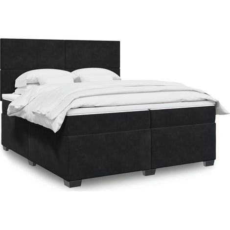Boxspringbett mit Matratze Schwarz 200x200 cm Samt