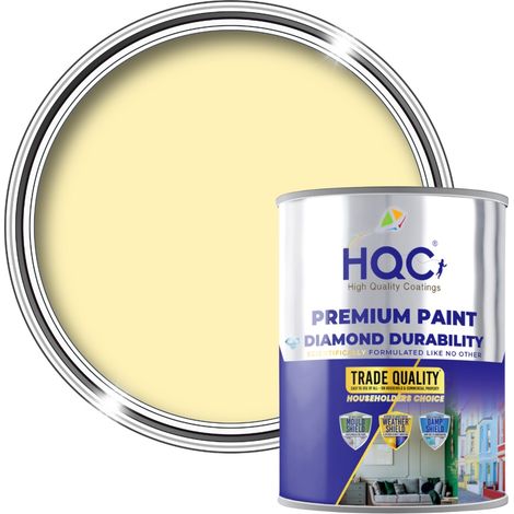 HQC Kitchen & Bathroom Paint - Mould Resistant, Washable & Durable - Light Yellow - 5L