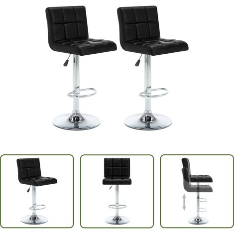 Assise confortable - Tabourets de bar lot de 2 noir similicuir (1/5)