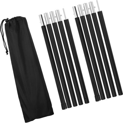 Wolketon Tendalino da esterno per tenda in alluminio 2 m Nero 4 pezzi con palo pieghevole per trekking e campeggio